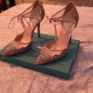 Betsey Johnson SB-Stela Champagne Glitter Heels